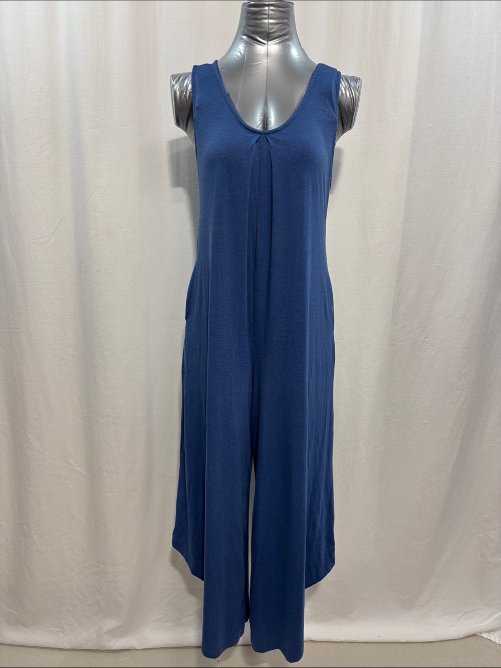 Relaxed Blue Sleeveless Wide-Leg Jumpsuit 190 comfort casual every day trendy